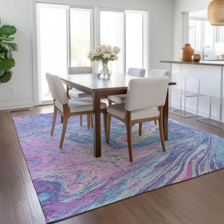 Piper Looms Chantille Abstract ACN1061 Sky Machine Washable Area Rug Lifestyle Image Feature