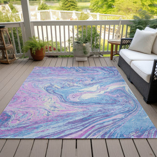 Piper Looms Chantille Abstract ACN1061 Sky Machine Washable Area Rug Outdoor Lifestyle Image Feature