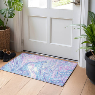 Piper Looms Chantille Abstract ACN1061 Sky Machine Washable Area Rug Scatter Lifestyle Image Feature