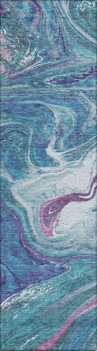 Piper Looms Chantille Abstract ACN1061 Teal Machine Washable Area Rug Runner Main Image