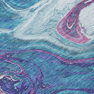 Piper Looms Chantille Abstract ACN1061 Teal Machine Washable Area Rug Swatch Image