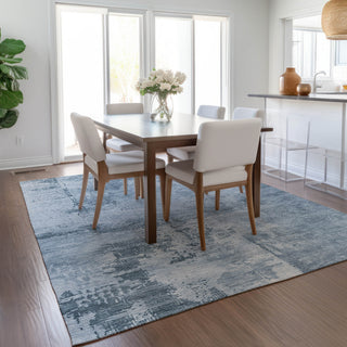 Piper Looms Chantille Abstract ACN1062 Denim Machine Washable Area Rug Lifestyle Image Feature