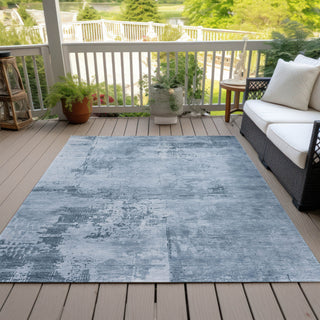 Piper Looms Chantille Abstract ACN1062 Denim Machine Washable Area Rug Outdoor Lifestyle Image Feature