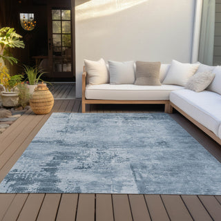 Piper Looms Chantille Abstract ACN1062 Denim Machine Washable Area Rug Outdoor Lifestyle Image Feature