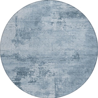 Piper Looms Chantille Abstract ACN1062 Denim Machine Washable Area Rug Round Main Image