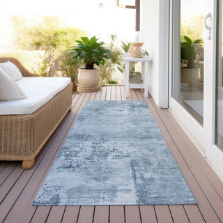 Piper Looms Chantille Abstract ACN1062 Denim Machine Washable Area Rug Runner Outdoor Lifestyle Image Feature