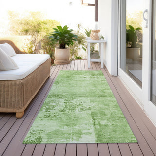 Piper Looms Chantille Abstract ACN1062 Green Machine Washable Area Rug Runner Outdoor Lifestyle Image Feature