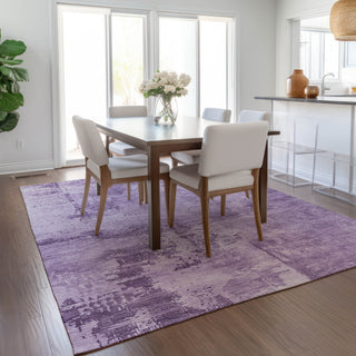 Piper Looms Chantille Abstract ACN1062 Lavender Machine Washable Area Rug Lifestyle Image Feature
