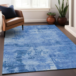 Piper Looms Chantille Abstract ACN1062 Navy Machine Washable Area Rug Lifestyle Image Feature