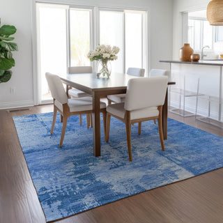 Piper Looms Chantille Abstract ACN1062 Navy Machine Washable Area Rug Lifestyle Image Feature