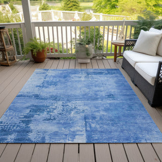 Piper Looms Chantille Abstract ACN1062 Navy Machine Washable Area Rug Outdoor Lifestyle Image Feature