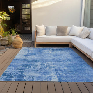 Piper Looms Chantille Abstract ACN1062 Navy Machine Washable Area Rug Outdoor Lifestyle Image Feature