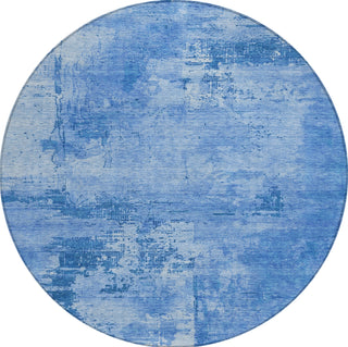 Piper Looms Chantille Abstract ACN1062 Navy Machine Washable Area Rug Round Main Image