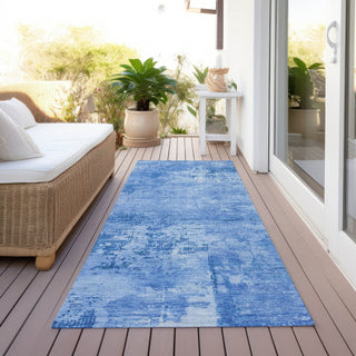 Piper Looms Chantille Abstract ACN1062 Navy Machine Washable Area Rug Runner Outdoor Lifestyle Image Feature
