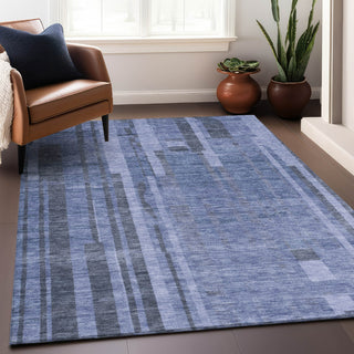 Piper Looms Chantille Stripes ACN1063 Denim Machine Washable Area Rug Lifestyle Image Feature