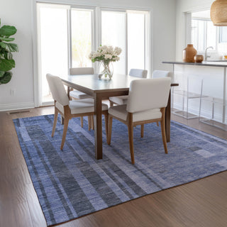 Piper Looms Chantille Stripes ACN1063 Denim Machine Washable Area Rug Lifestyle Image Feature