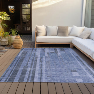 Piper Looms Chantille Stripes ACN1063 Denim Machine Washable Area Rug Outdoor Lifestyle Image Feature