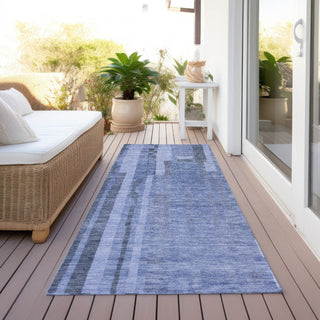 Piper Looms Chantille Stripes ACN1063 Denim Machine Washable Area Rug Runner Outdoor Lifestyle Image Feature