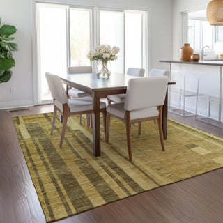 Piper Looms Chantille Stripes ACN1063 Gold Machine Washable Area Rug Lifestyle Image Feature