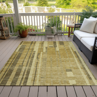 Piper Looms Chantille Stripes ACN1063 Gold Machine Washable Area Rug Outdoor Lifestyle Image Feature