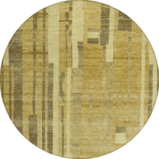 Piper Looms Chantille Stripes ACN1063 Gold Machine Washable Area Rug Round Main Image