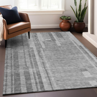 Piper Looms Chantille Stripes ACN1063 Gray Machine Washable Area Rug Lifestyle Image Feature