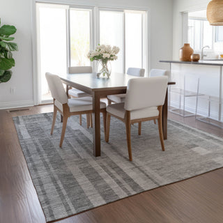 Piper Looms Chantille Stripes ACN1063 Gray Machine Washable Area Rug Lifestyle Image Feature