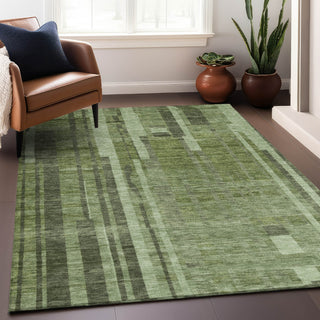Piper Looms Chantille Stripes ACN1063 Green Machine Washable Area Rug Lifestyle Image Feature