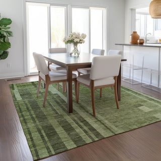 Piper Looms Chantille Stripes ACN1063 Green Machine Washable Area Rug Lifestyle Image Feature