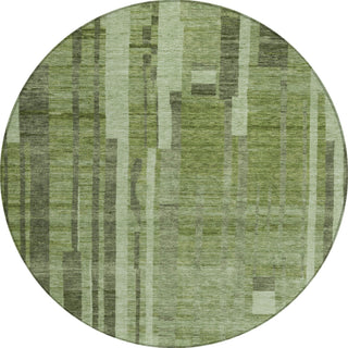 Piper Looms Chantille Stripes ACN1063 Green Machine Washable Area Rug Round Main Image