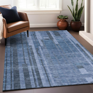 Piper Looms Chantille Stripes ACN1063 Navy Machine Washable Area Rug Lifestyle Image Feature