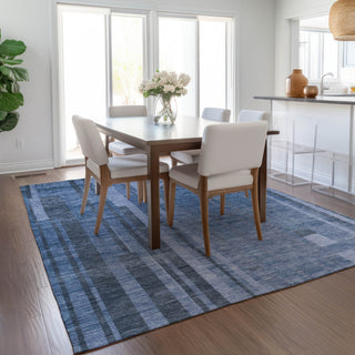 Piper Looms Chantille Stripes ACN1063 Navy Machine Washable Area Rug Lifestyle Image Feature