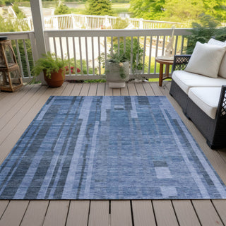Piper Looms Chantille Stripes ACN1063 Navy Machine Washable Area Rug Outdoor Lifestyle Image Feature