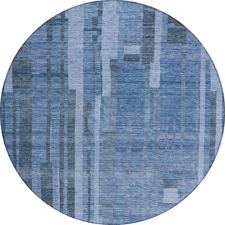 Piper Looms Chantille Stripes ACN1063 Navy Machine Washable Area Rug Round Main Image
