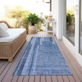 Piper Looms Chantille Stripes ACN1063 Navy Machine Washable Area Rug Runner Outdoor Lifestyle Image Feature