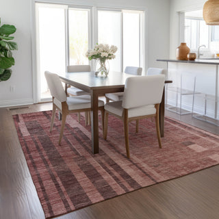 Piper Looms Chantille Stripes ACN1063 Paprika Machine Washable Area Rug Lifestyle Image Feature