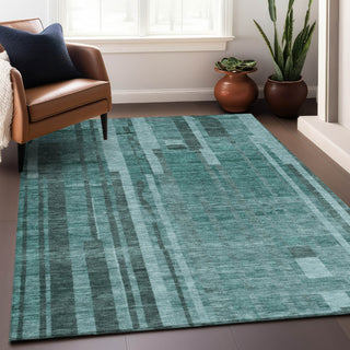 Piper Looms Chantille Stripes ACN1063 Teal Machine Washable Area Rug Lifestyle Image Feature
