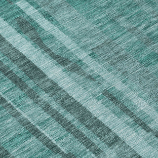 Piper Looms Chantille Stripes ACN1063 Teal Machine Washable Area Rug Swatch Image