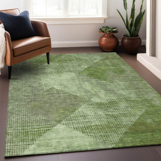 Piper Looms Chantille Diamond ACN1065 Green Machine Washable Area Rug Lifestyle Image Feature
