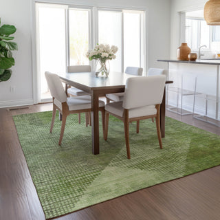 Piper Looms Chantille Diamond ACN1065 Green Machine Washable Area Rug Lifestyle Image Feature