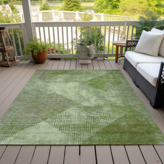 Piper Looms Chantille Diamond ACN1065 Green Machine Washable Area Rug Outdoor Lifestyle Image Feature