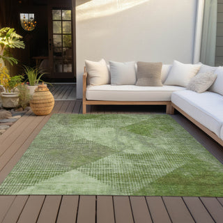 Piper Looms Chantille Diamond ACN1065 Green Machine Washable Area Rug Outdoor Lifestyle Image Feature