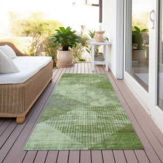 Piper Looms Chantille Diamond ACN1065 Green Machine Washable Area Rug Runner Outdoor Lifestyle Image Feature