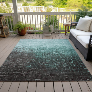 Piper Looms Chantille Ombre ACN1066 Teal Machine Washable Area Rug Outdoor Lifestyle Image Feature