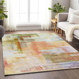 Piper Looms Chantille Squares ACN1067 Coral Machine Washable Area Rug Lifestyle Image Feature