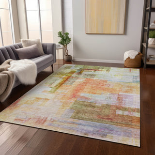 Piper Looms Chantille Squares ACN1067 Coral Machine Washable Area Rug Lifestyle Image Feature