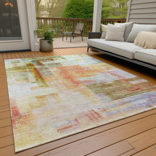 Piper Looms Chantille Squares ACN1067 Coral Machine Washable Area Rug Outdoor Lifestyle Image Feature