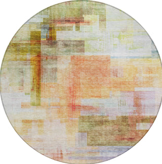 Piper Looms Chantille Squares ACN1067 Coral Machine Washable Area Rug Round Main Image