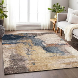 Piper Looms Chantille Modern ACN1068 Gold Machine Washable Area Rug Lifestyle Image Feature