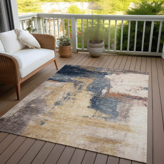 Piper Looms Chantille Modern ACN1068 Gold Machine Washable Area Rug Outdoor Lifestyle Image Feature